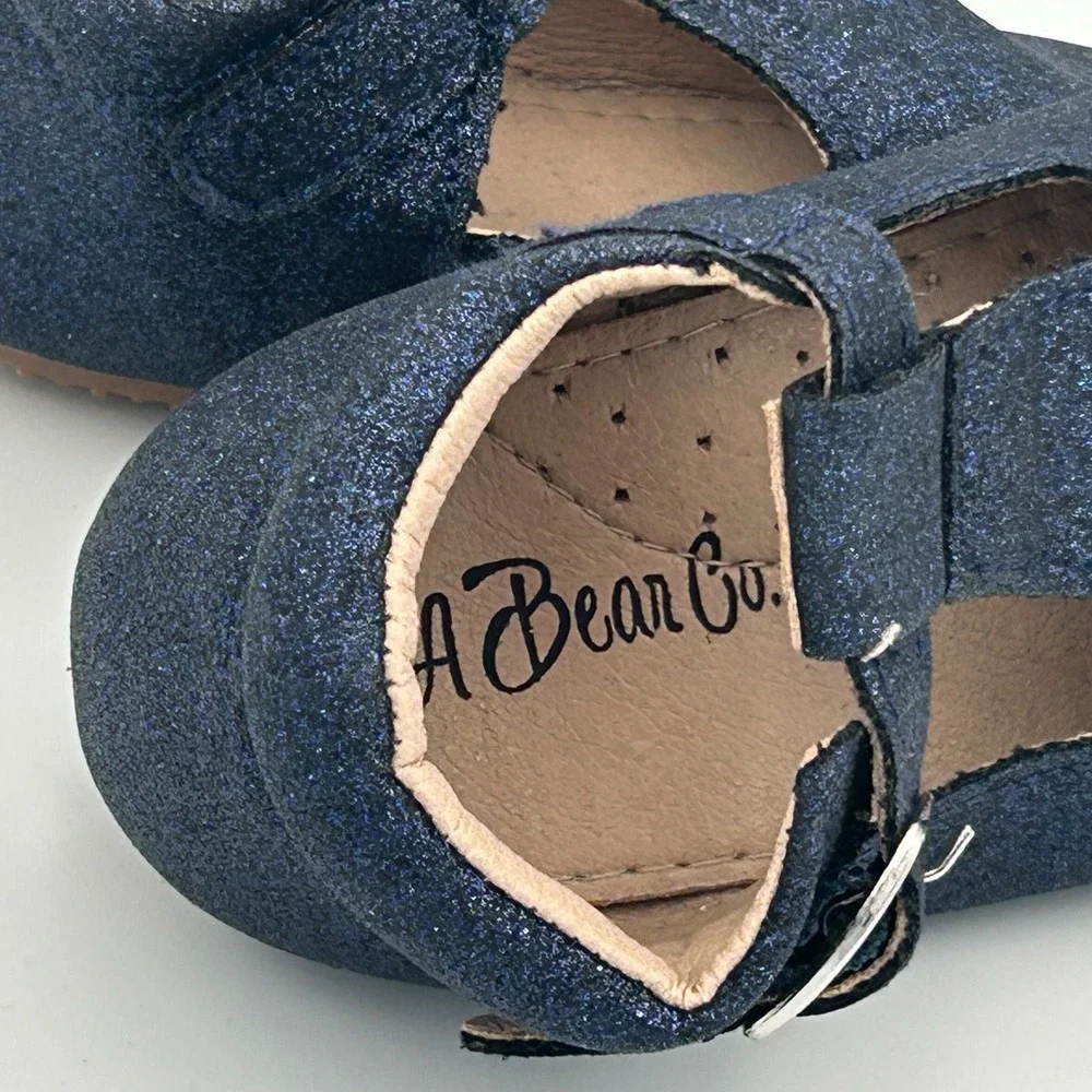 Sparkle Blue Silver Dress Party Shoes A Bear Co Toddler Size 6‎ Buckle T Strap